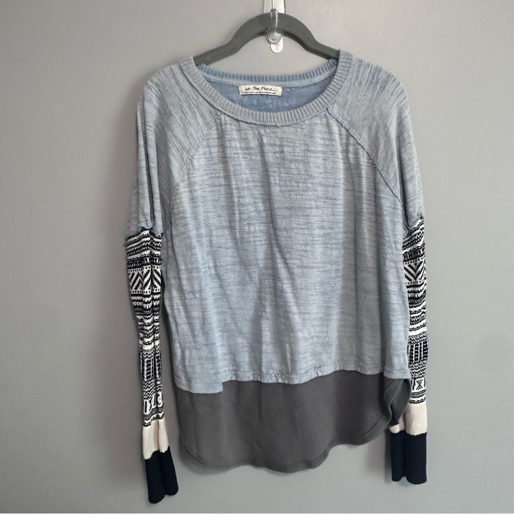 We The Free By Free People Jordan Layered Knit Tee Boho Thumbholes XS
